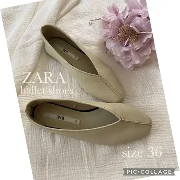 ZARA 가죽 발레 슈즈 발레코어 36 22.5 토슈즈