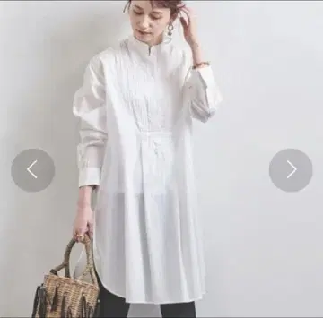 유나이티드 애로우즈 UWSC 핀턱 롱 셔츠 화이트 S