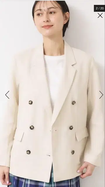 더블 브레스트 테일러드 자켓 오렌지 아이보리