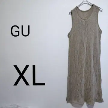 새상품급 GU 원피스 XL 카키 니트 슬리브리스 시스루