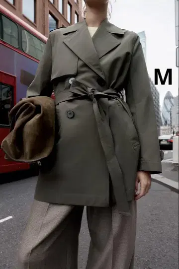 ZARA 자라 발수 방풍 가공 더블 브레스트 트렌치코트