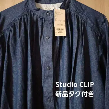 [ 택 포함 새상품 ] 스튜디오 클립 개더 풍성한 데님 코트 원피스