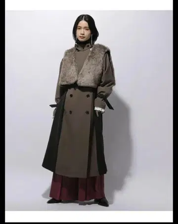 HARE 하레 퍼 베스트 하이 컬러 코트