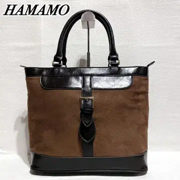 HAMANO 토트백 A4 수납 스웨이드 패턴트 레더 이소재