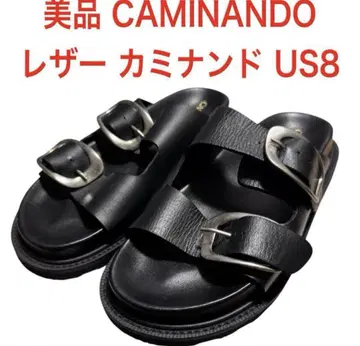 새상품급 COMINANDO 카미난도 더블 버클 가죽 샌들 US 8
