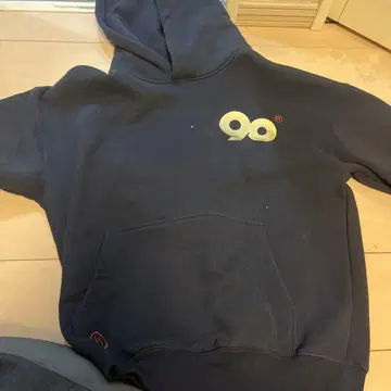 네이비 후드 부착 후드티 90s 스타일