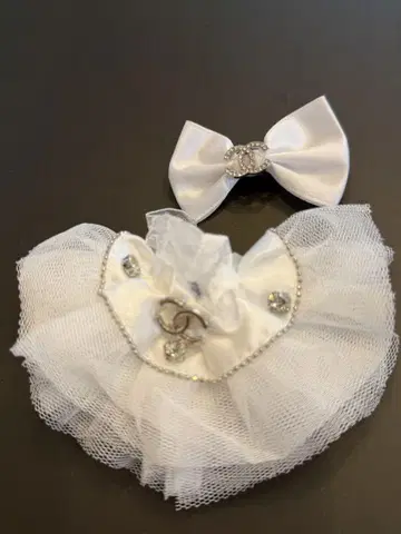 LABUBU 17cm 화이트 고져스 드레스 리본 2세트