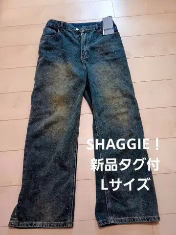 [새상품] 오로라 큐빅 장식 빈티지 루즈 데님 팬츠 L