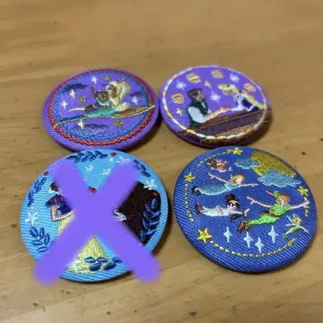 디즈니 프린세스 자수 핀 배지 4개 세트