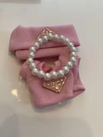 LABUBU 17cm 블랙 베이스 니트 펄 목걸이 모자 3종 세트