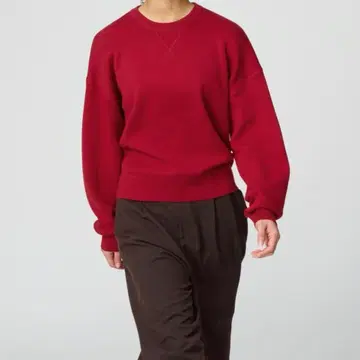 유니클로C 스무스 코튼 크루넥 스웨터 레드 XL