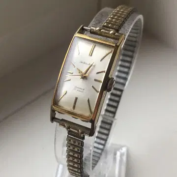 세이코 SEIKO 수동 와인딩 시계 금 도금 케이스 실버 밴딩 작동