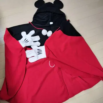 [새상품급] 디즈니 리조트 미키 판초 플리스 후드 부착 성인용