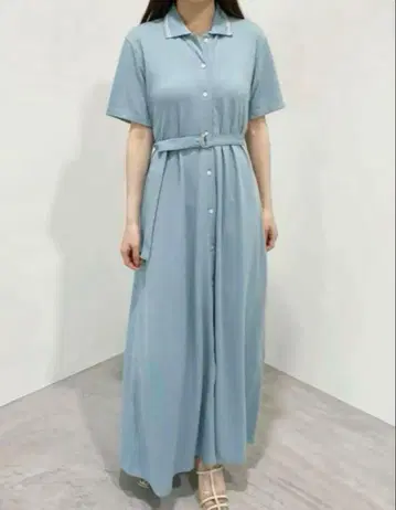 코코딜 라인 컬러 롱 폴로 원피스 화이트