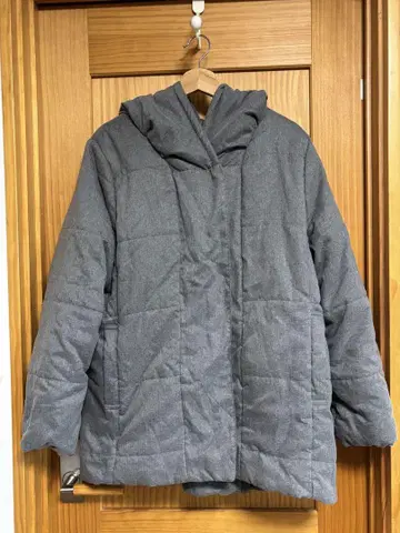 빅 사이즈 후드 부착 그레이 퀼팅 다운 자켓 4L