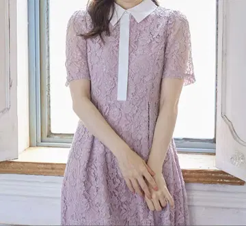 펄 버튼 패널 라인 카라 부착 레이스 원피스 tocco closet