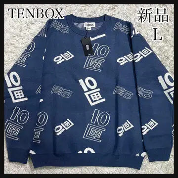 택 포함 새상품 TENBOX 블루 로고 패턴 스웨터 L