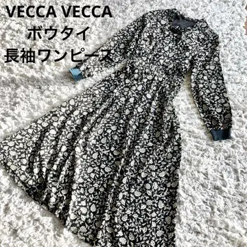 VECCA VECCA 보타이 긴팔 원피스 A라인 꽃무늬 롱