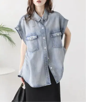 AMELY 프렌치 슬리브 데님 셔츠