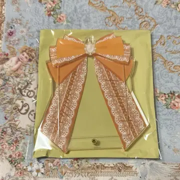 후쿠야 텐진 포토 카드 아크릴 프레임 리본 레이스 오렌지1