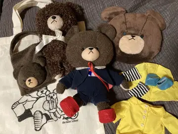 곰돌이 학교 재키 봉제 인형 의류 파우치 등