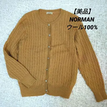 [ 새상품급 ] NORMAN 가디건 울100 케이블 니트 머스타드