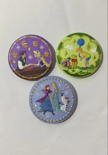 Disney Characters 자수 캔뱃지 비스킷 3종