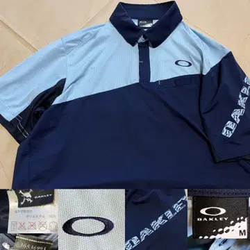 Oakley 오클리 피케 셔츠 M 반팔 네이비 스카이블루 골프 의류