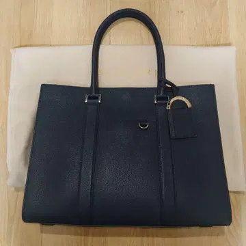 Bulgari 네이비 가죽 토트백
