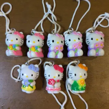 산리오 헬로키티 카바야 꽃말 마스코트 스트랩 레어 레트로