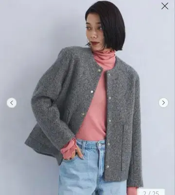 라이트 보아 메탈 도트 가디건 다크 그레이