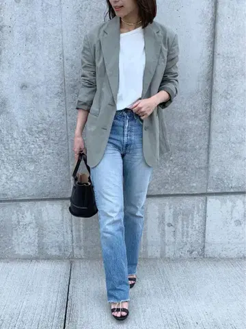 미라 오웬 Mila Owen 빅 숄더 린넨 테일러드 자켓