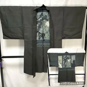 C524 순수 실크 남성용 겉옷 끈 포함 남자 기모노