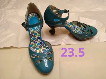 안나수이 ANNASUI 고양이 발 펌프스 샌들 23.5cm 블루그린