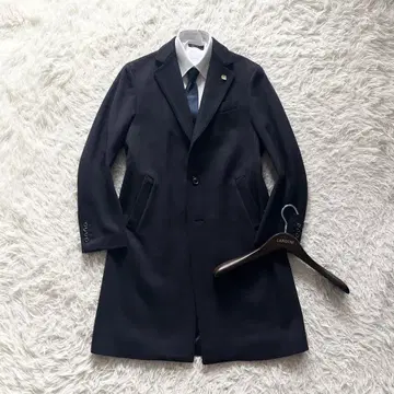 [ 24AW ] LARDINI 최신 택 네이비 울 체스터 코트 48