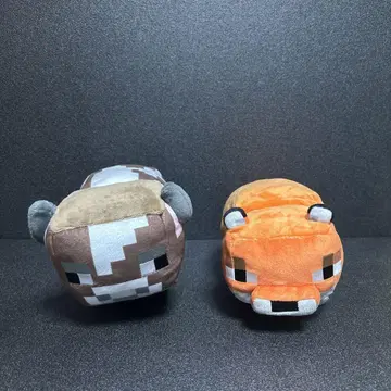 마인크래프트 봉제 인형 여우 길이 31cm와 소 길이 26cm