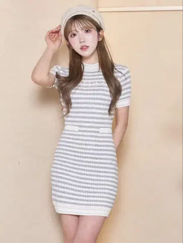 다리치 Darich 스트라이프 반팔 니트 원피스