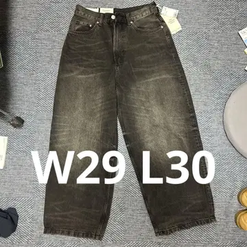H&M 슈퍼 배기 데님 W29 L30 다크 그레이