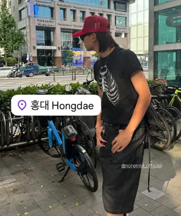 noremid 빨간색 메쉬 캡 킹고 착용