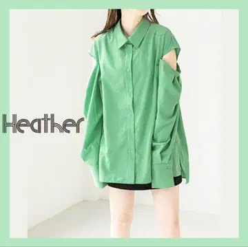 새상품급 Heather 헤더 오프숄더 오픈 숄더 슬릿 셔츠