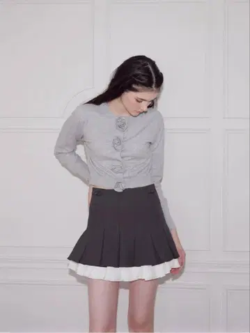 트리트 유어셀프 Ribbon pleats frill mini skirt