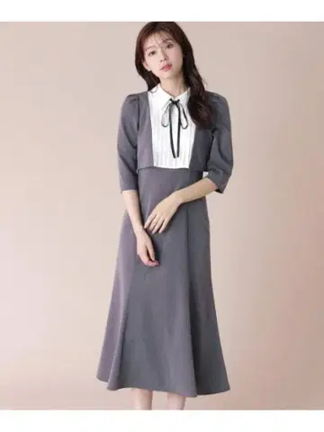 JILL by JILL STUART 레이어드 스타일 카라 부착 원피스