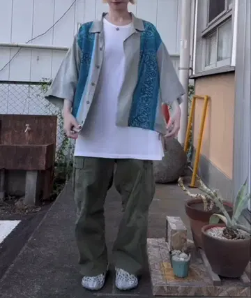 개성파 리메이크 페이즐리 레이온 쿠바 셔츠 짧은 기장