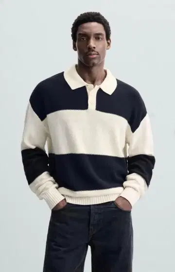 [ 새상품 ZARA 완판템 ] 린넨 코튼 니트 피케 셔츠 M