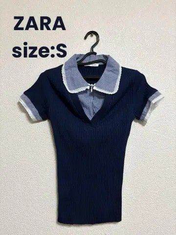 ZARA 피터팬 칼라 리브 셔츠 S