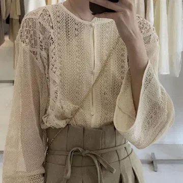 Eaphi cotton lace patchwork blouse