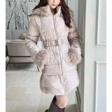 RESEXXY 후드 부착 다운 코트 베이지