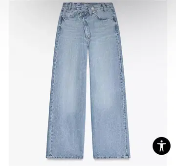 ZARA TRF 하이웨스트 크로스 허리 와이드 레그 청바지 34