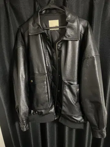 블랙 레더 봄버 자켓