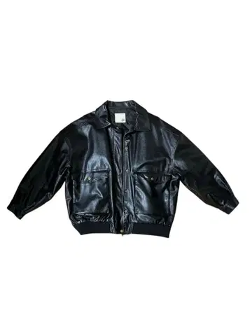 블랙 레더 봄버 자켓